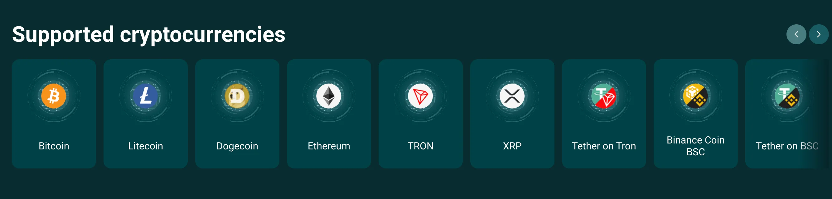 22Bit supported coins screenshot