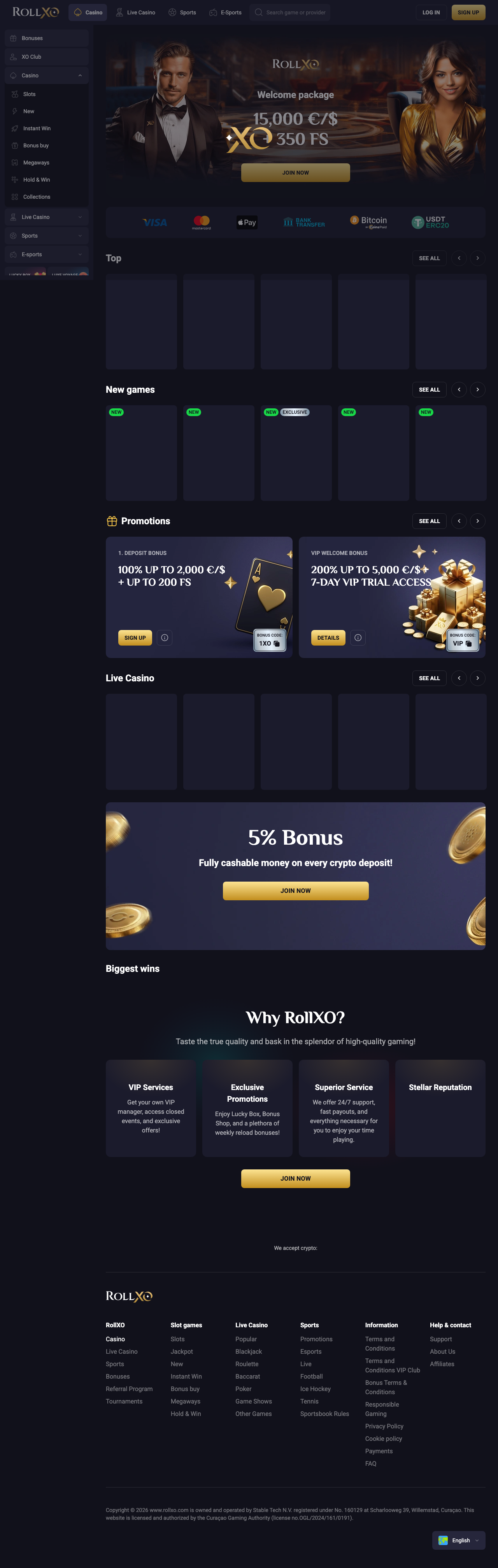RollXO casino screenshot